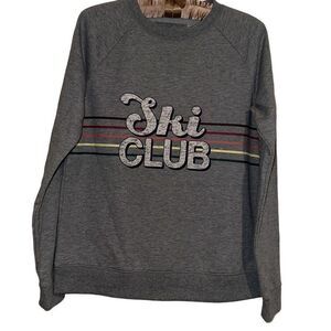 *New* Sonoma Ladies Size S Ski Club Heather Gray Crew Neck Lightweight Sweatshir